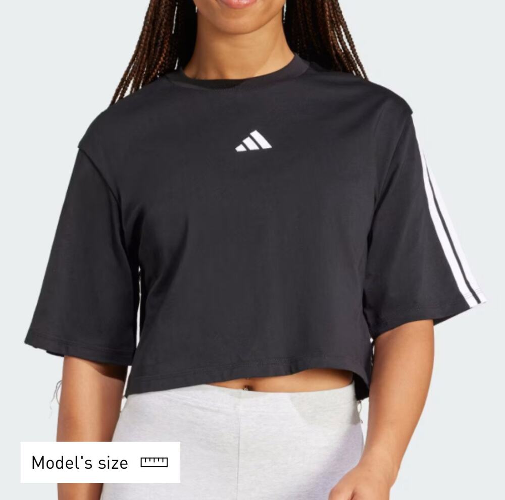 Adidas essentials 3 stripe loose cotton tee size women’s XS